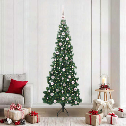 Albero di Natale Artificiale Angolare con 300 LED Verde 210 cm