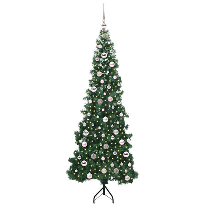 Albero di Natale Artificiale Angolare con 300 LED Verde 210 cm