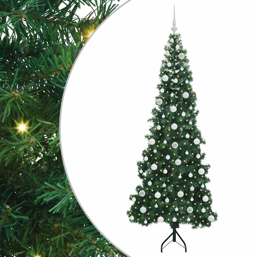 Albero di Natale Artificiale Angolare con 300 LED Verde 210 cm