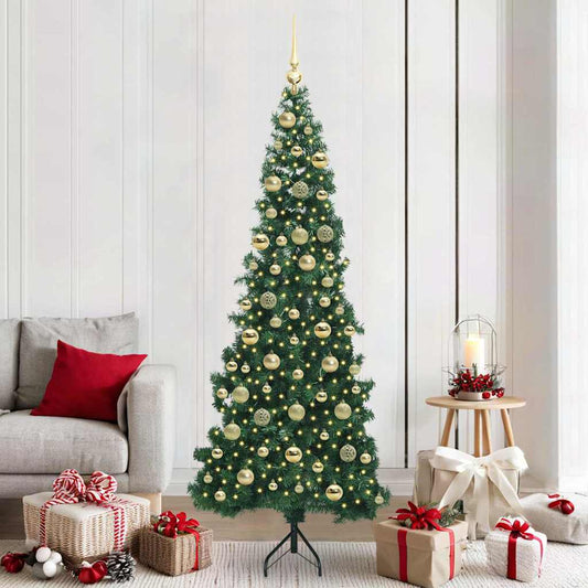 Albero di Natale Artificiale Angolare con 300 LED Verde 210 cm