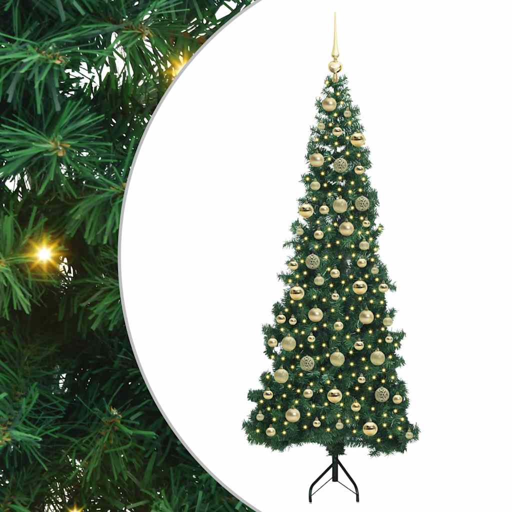 Albero di Natale Artificiale Angolare con 300 LED Verde 210 cm