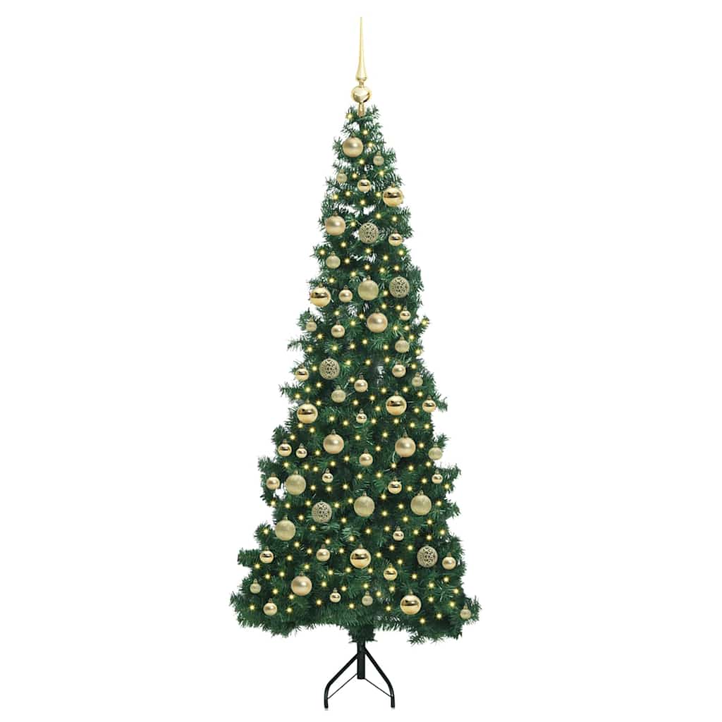 Albero di Natale Artificiale Angolare con 300 LED Verde 210 cm