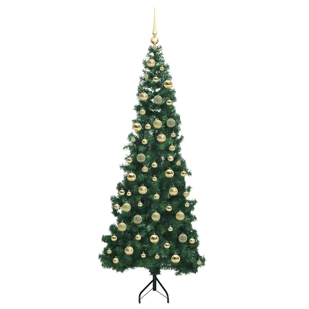Albero di Natale Artificiale Angolare con 300 LED Verde 210 cm