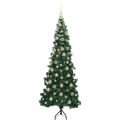 Albero di Natale Artificiale Angolare con 300 LED Verde 210 cm