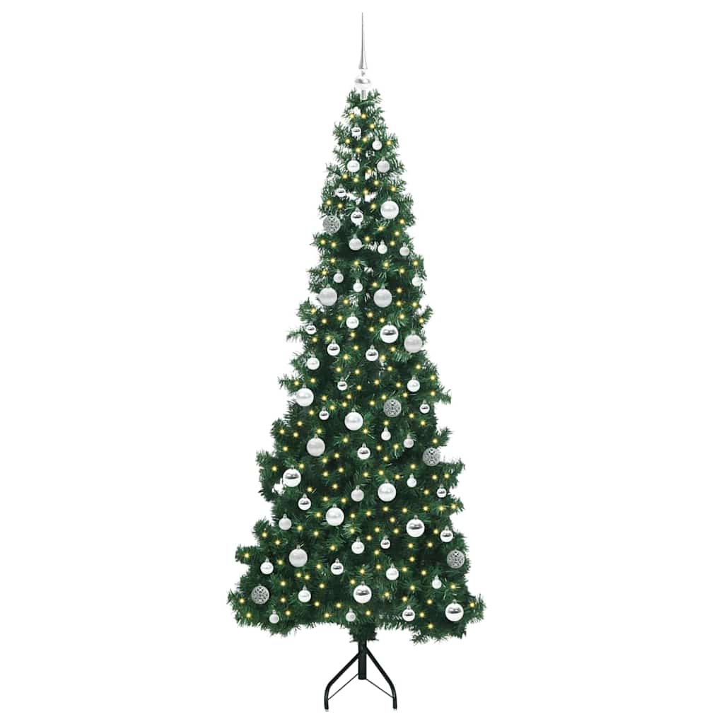 Albero di Natale Artificiale Angolare con 300 LED Verde 210 cm