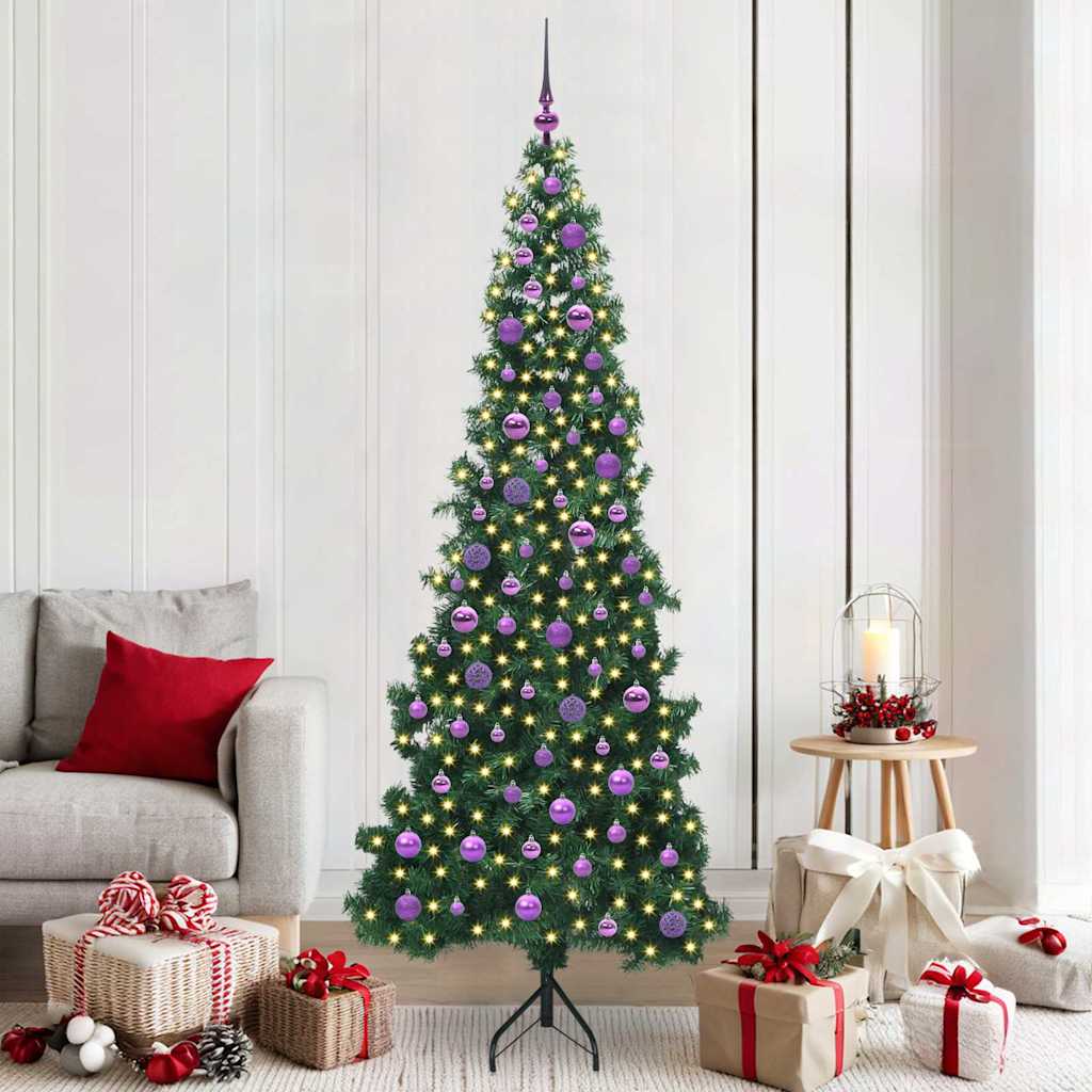 Albero di Natale Artificiale Angolare con 300 LED Verde 210 cm