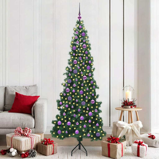 Albero di Natale Artificiale Angolare con 300 LED Verde 210 cm
