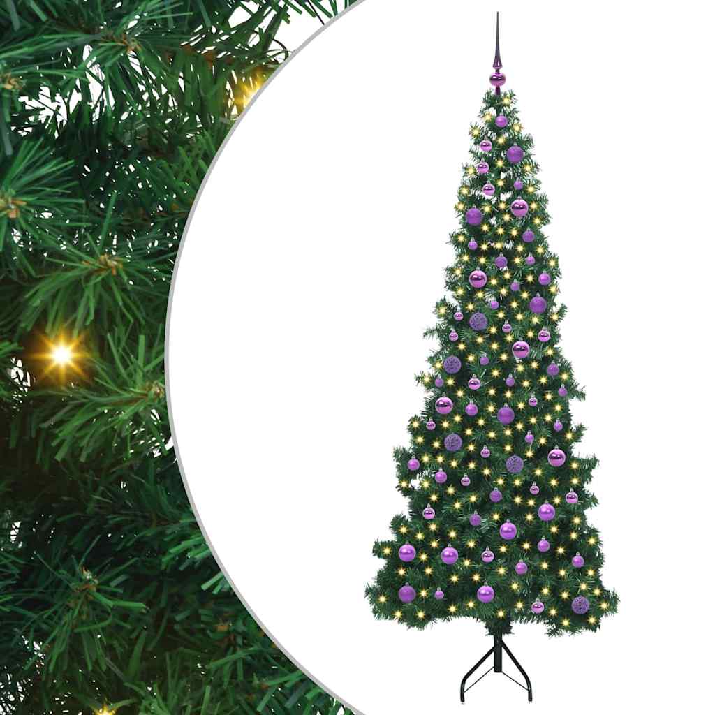 Albero di Natale Artificiale Angolare con 300 LED Verde 210 cm