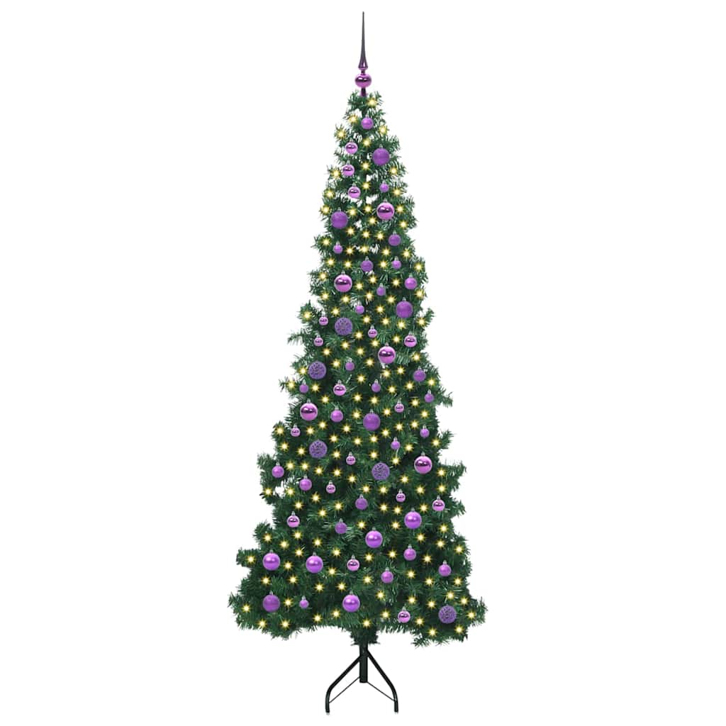 Albero di Natale Artificiale Angolare con 300 LED Verde 210 cm