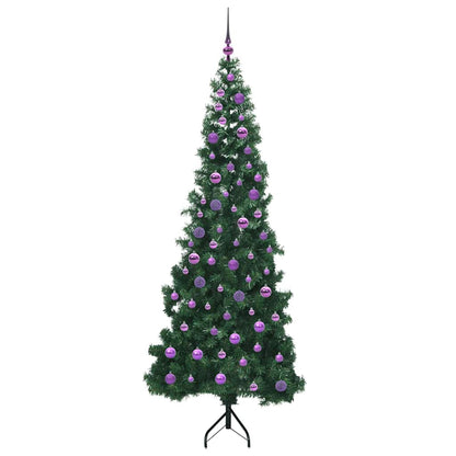 Albero di Natale Artificiale Angolare con 300 LED Verde 210 cm