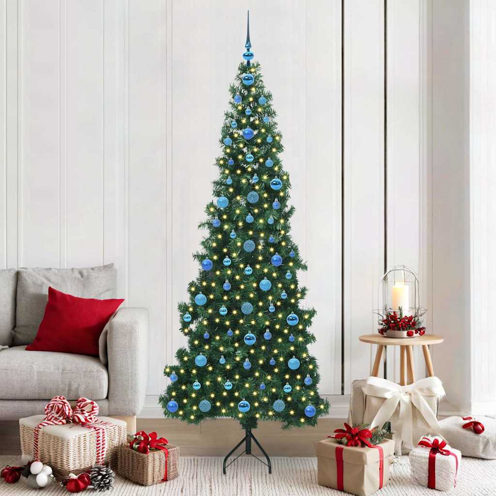 Albero di Natale Artificiale Angolare con 300 LED Verde 210 cm