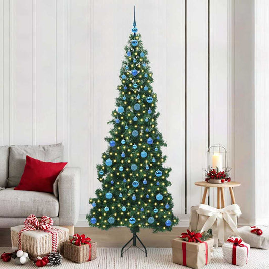 Albero di Natale Artificiale Angolare con 300 LED Verde 210 cm
