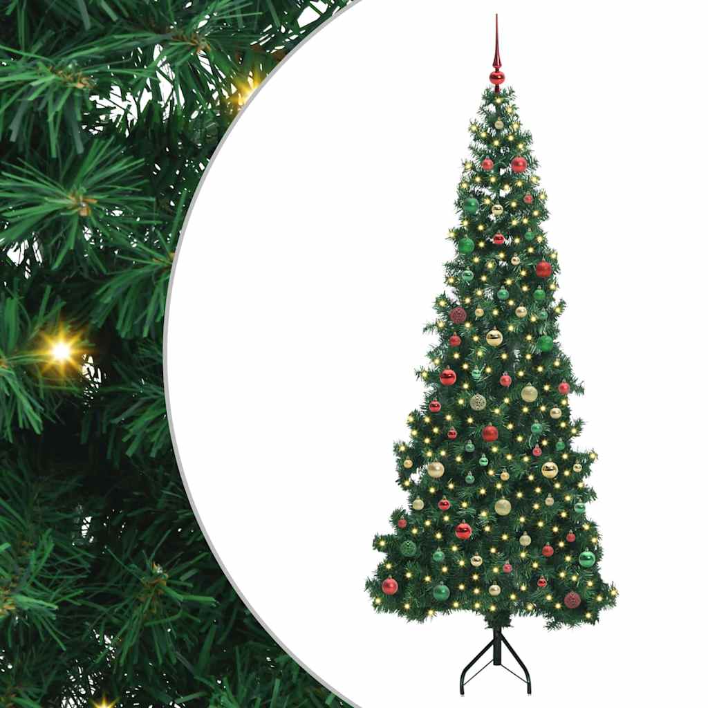 Albero di Natale Artificiale Angolare con 300 LED Verde 210 cm