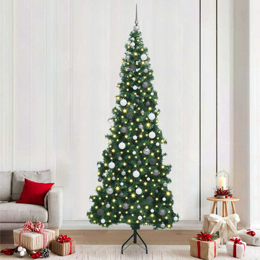 Albero di Natale Artificiale Angolare con 300 LED Verde 240 cm