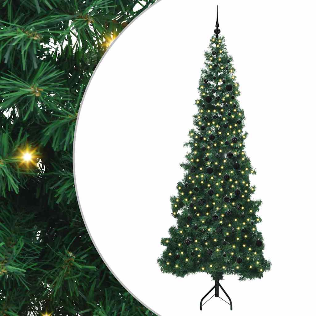 Albero di Natale Artificiale Angolare con 300 LED Verde 240 cm