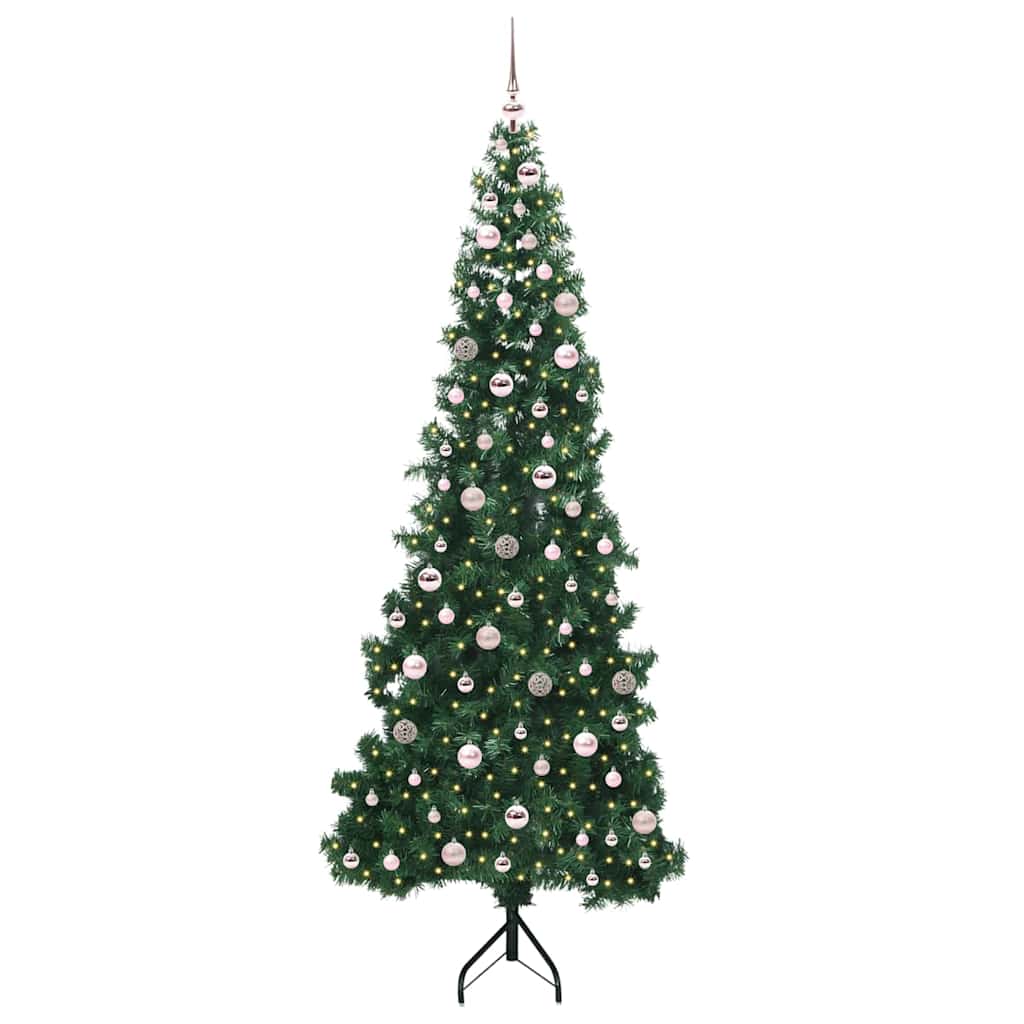 Albero di Natale Artificiale Angolare con 300 LED Verde 240 cm