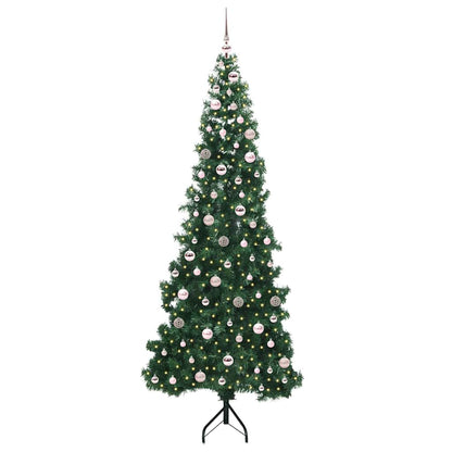 Albero di Natale Artificiale Angolare con 300 LED Verde 240 cm