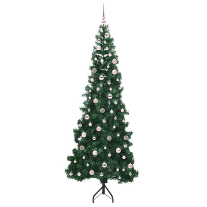 Albero di Natale Artificiale Angolare con 300 LED Verde 240 cm