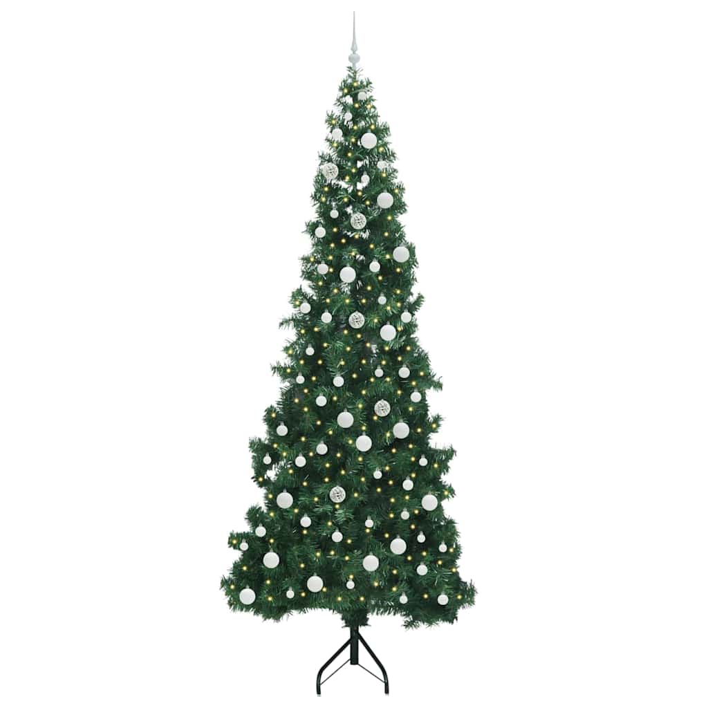 Albero di Natale Artificiale Angolare con 300 LED Verde 240 cm