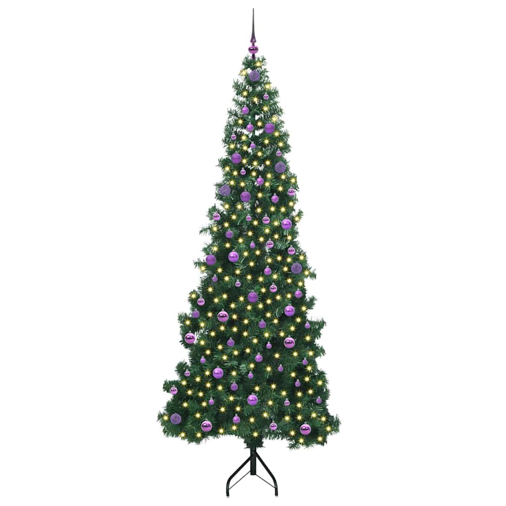 Albero di Natale Artificiale Angolare con 300 LED Verde 240 cm