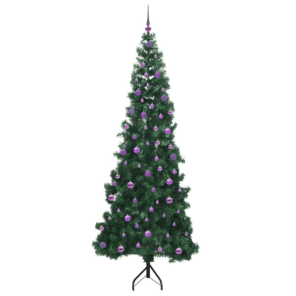 Albero di Natale Artificiale Angolare con 300 LED Verde 240 cm