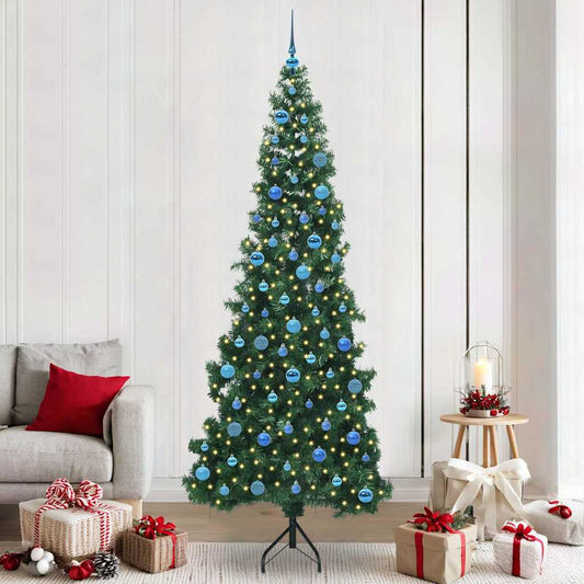 Albero di Natale Artificiale Angolare con 300 LED Verde 240 cm