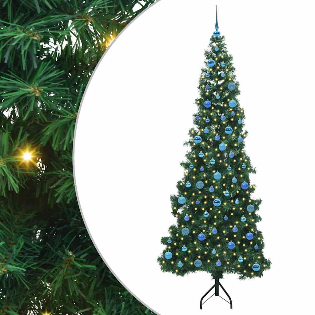 Albero di Natale Artificiale Angolare con 300 LED Verde 240 cm