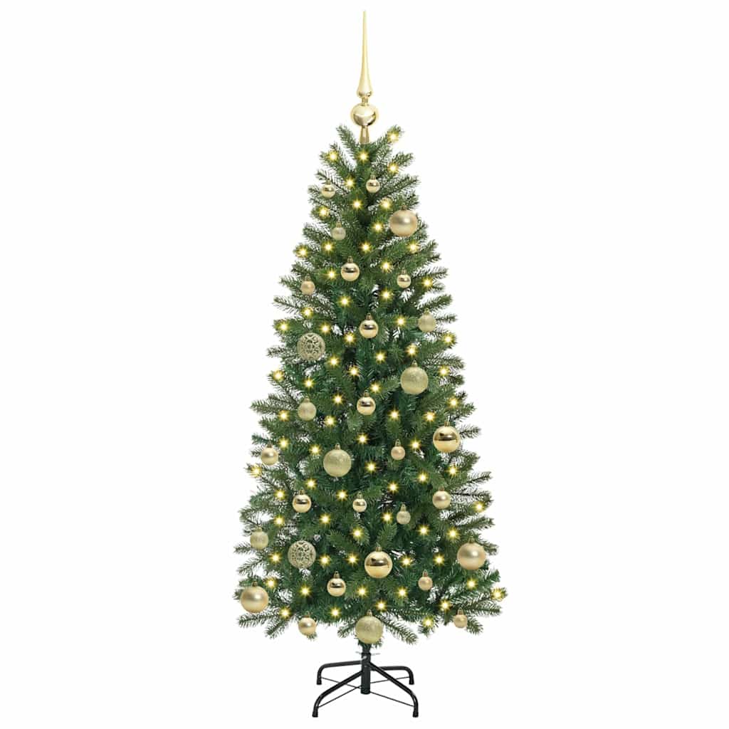 Albero di Natale artificiale con 150 LED Verde 120 cm PE e PVC