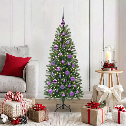 Albero di Natale artificiale con 150 LED Verde 120 cm PE e PVC