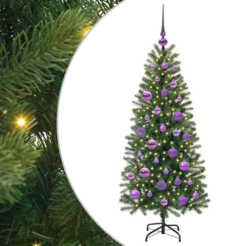 Albero di Natale artificiale con 150 LED Verde 120 cm PE e PVC