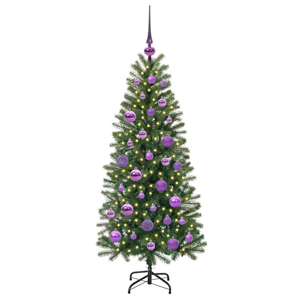 Albero di Natale artificiale con 150 LED Verde 120 cm PE e PVC