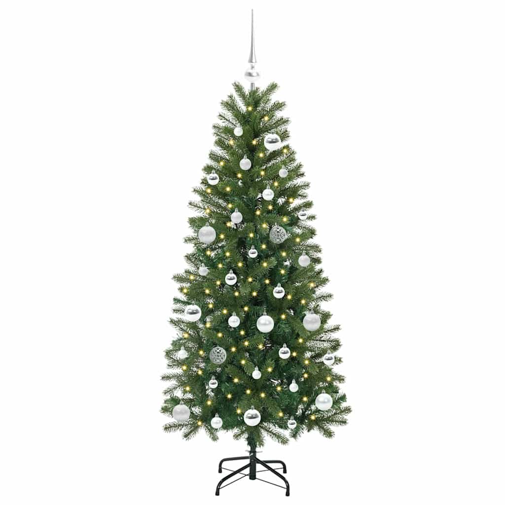 Albero di Natale artificiale con 150 LED Verde 150 cm PE e PVC