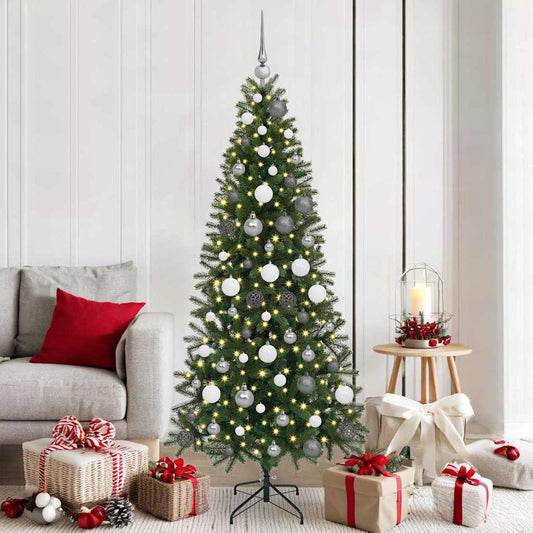 Albero di Natale artificiale con 300 LED Verde 180 cm PE e PVC