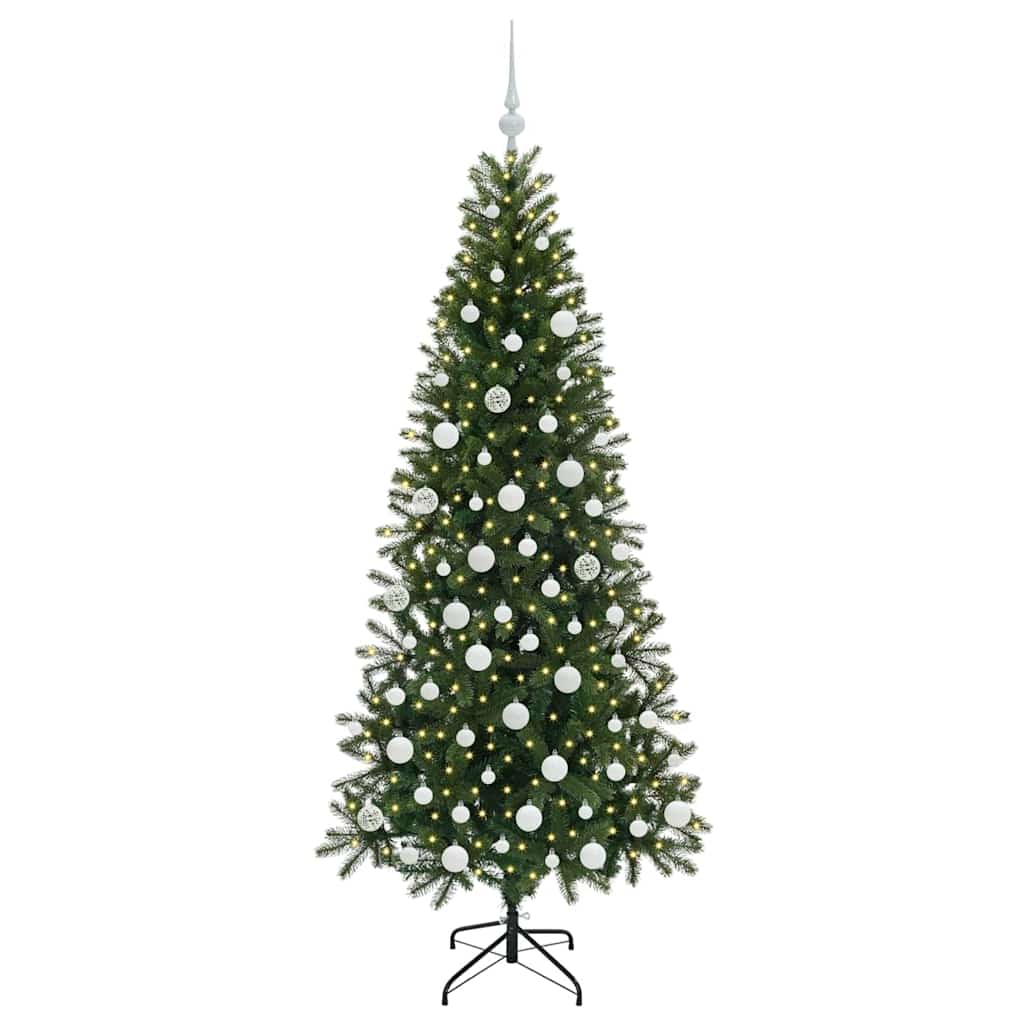 Albero di Natale artificiale con 300 LED Verde 180 cm PE e PVC