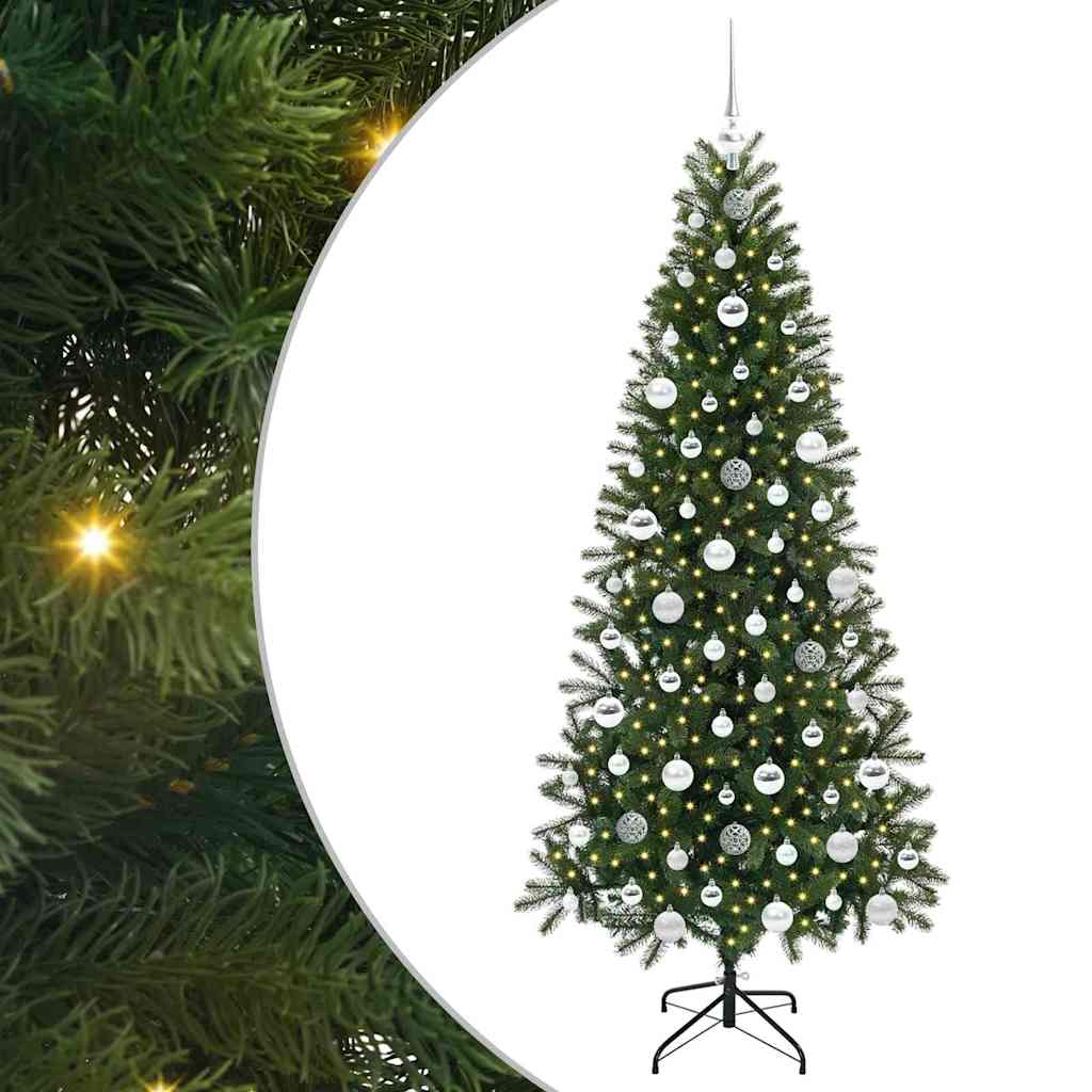 Albero di Natale artificiale con 300 LED Verde 180 cm PE e PVC