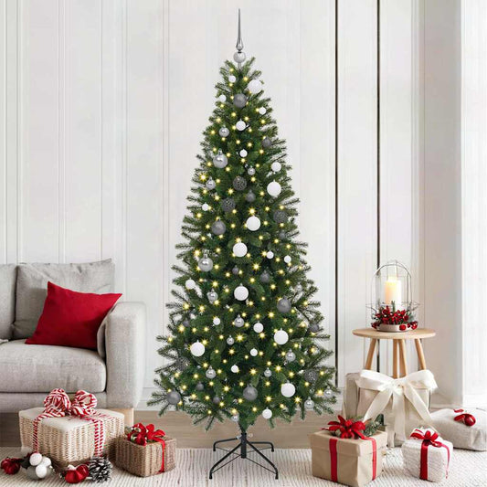 Albero di Natale artificiale con 300 LED Verde 210 cm PE e PVC