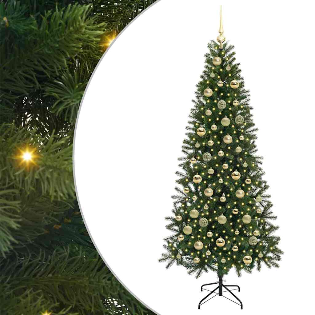 Albero di Natale artificiale con 300 LED Verde 210 cm PE e PVC