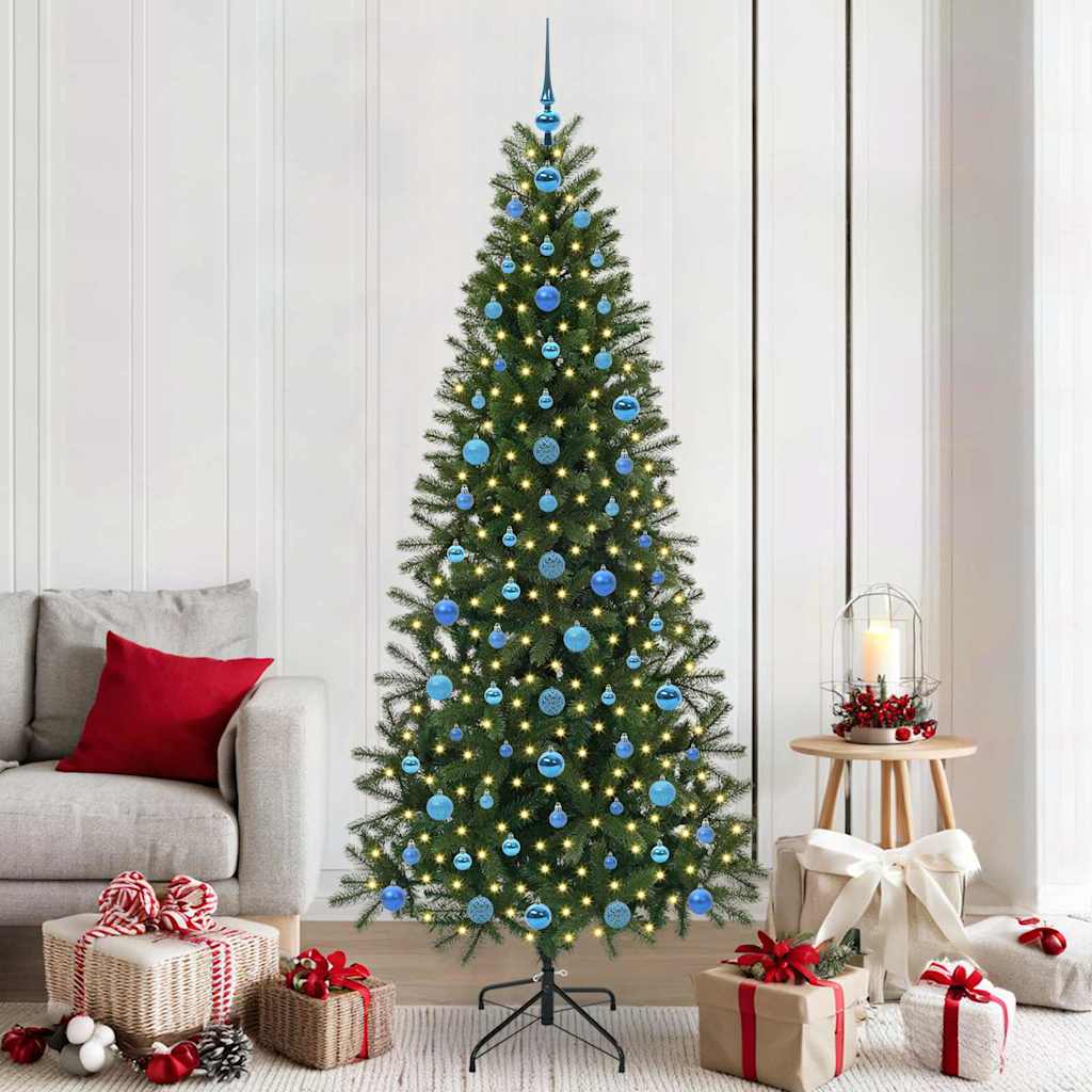 Albero di Natale artificiale con 300 LED Verde 210 cm PE e PVC