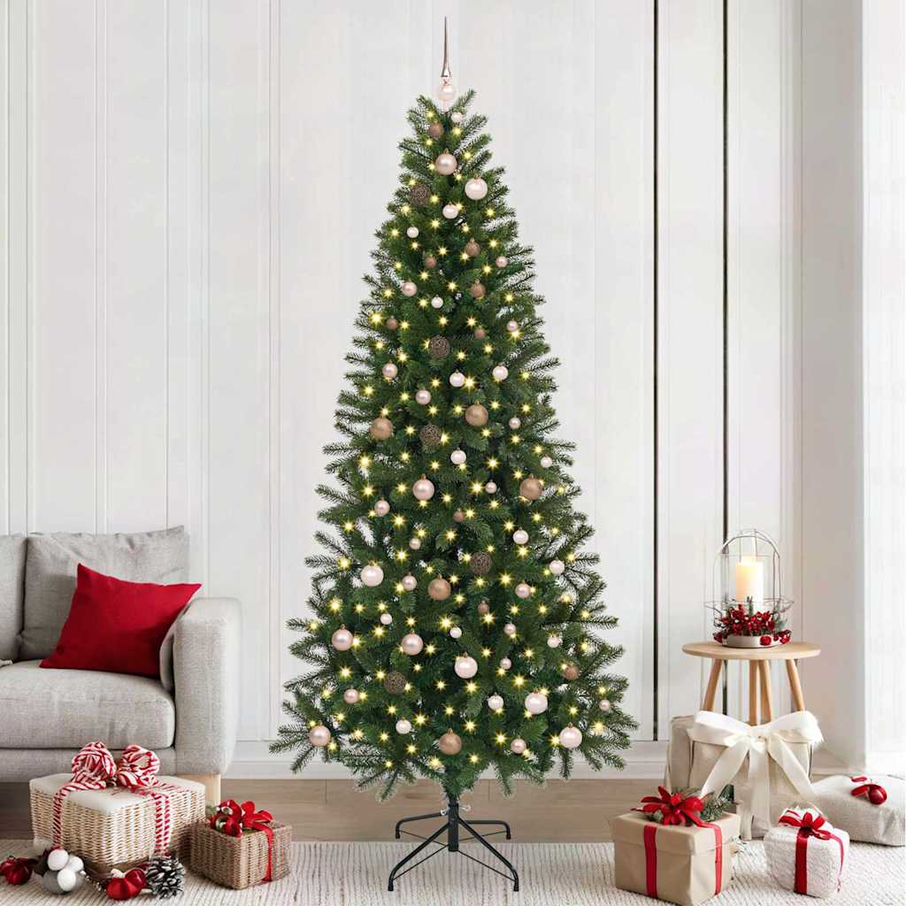 Albero di Natale artificiale con 300 LED Verde 240 cm PE e PVC
