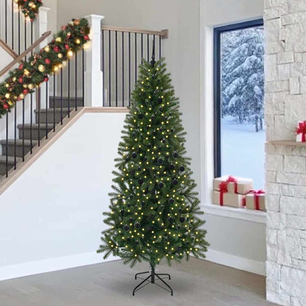 Albero di Natale artificiale con 300 LED Verde 240 cm PE e PVC