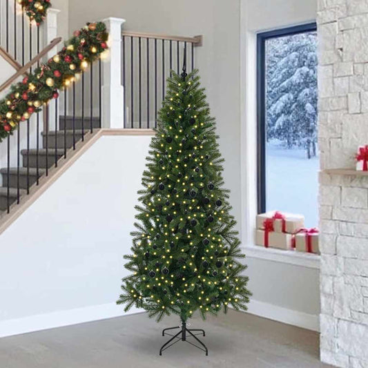Albero di Natale artificiale con 300 LED Verde 240 cm PE e PVC