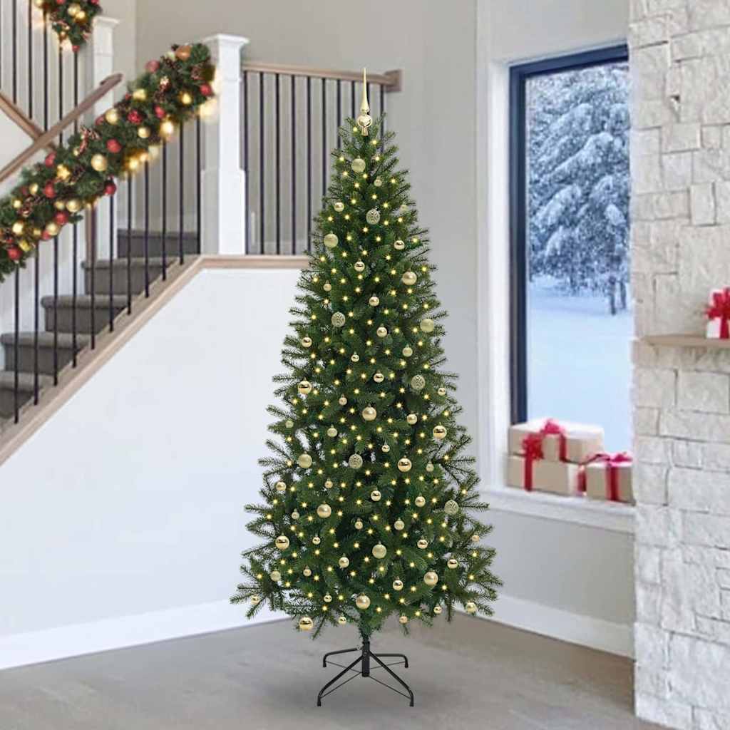 Albero di Natale artificiale con 300 LED Verde 240 cm PE e PVC