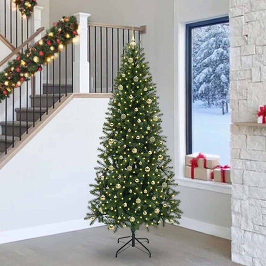 Albero di Natale artificiale con 300 LED Verde 240 cm PE e PVC