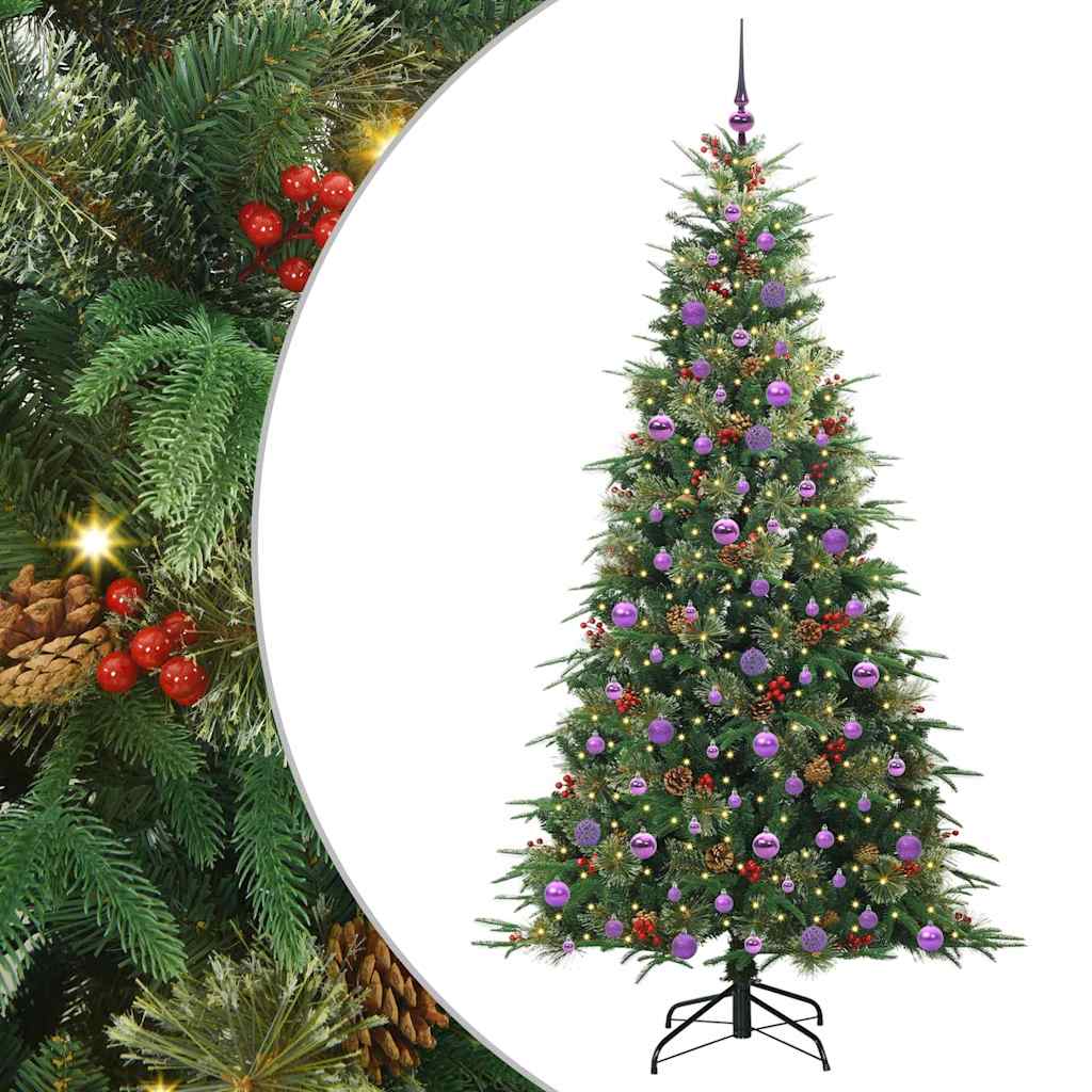 Albero di Natale Artificiale con Rami Pieghevoli Verde 210 cm