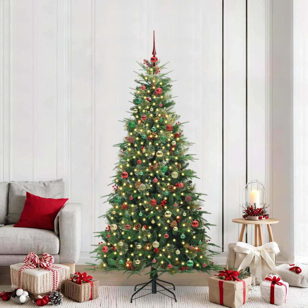 Albero di Natale Artificiale con Rami Pieghevoli Verde 210 cm