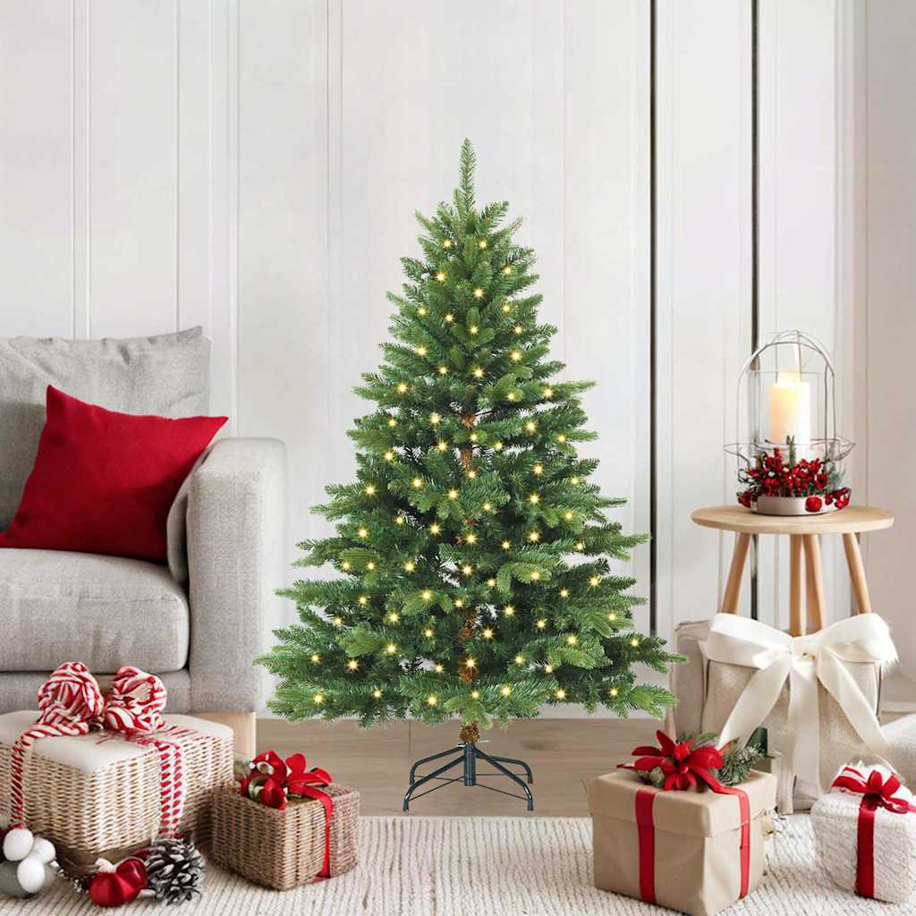 Albero di Natale artificiale con 150 LED Verde 120 cm PE e PVC