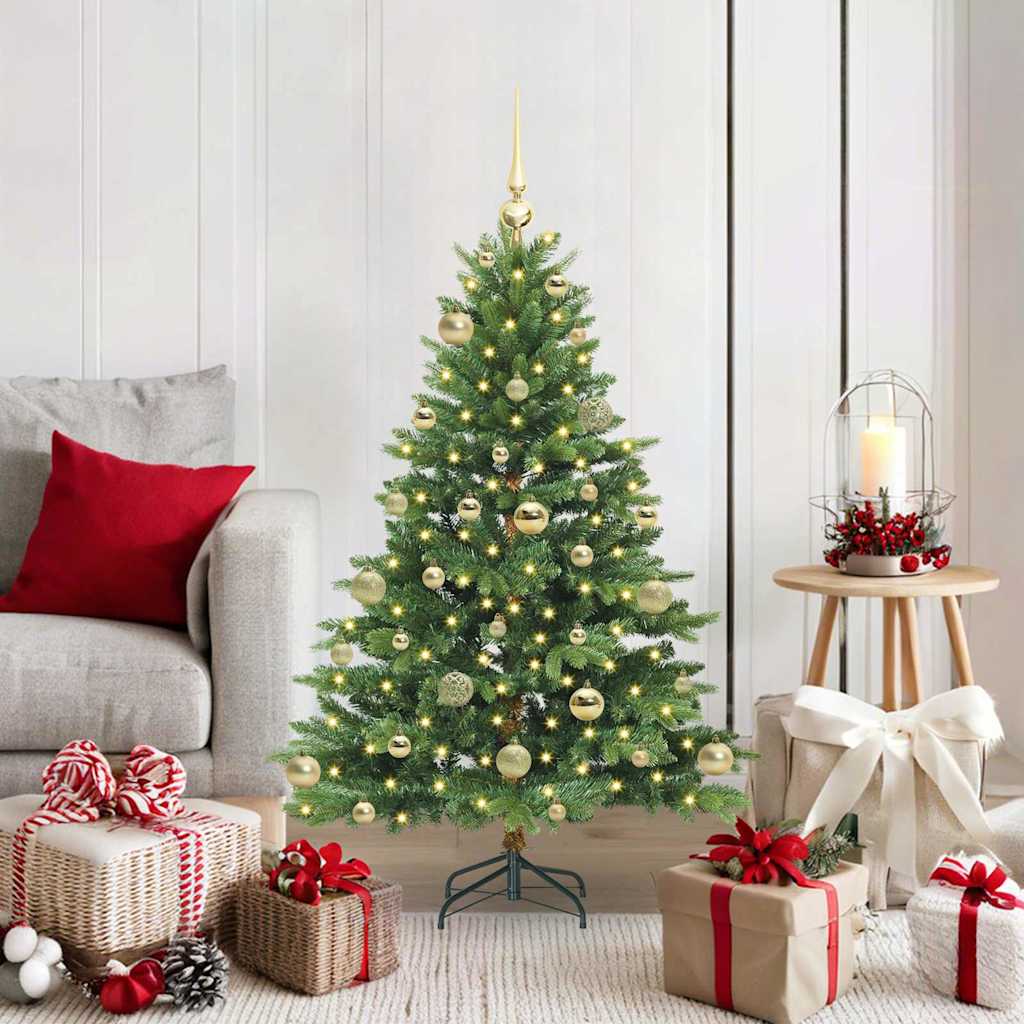 Albero di Natale artificiale con 150 LED Verde 120 cm PE e PVC