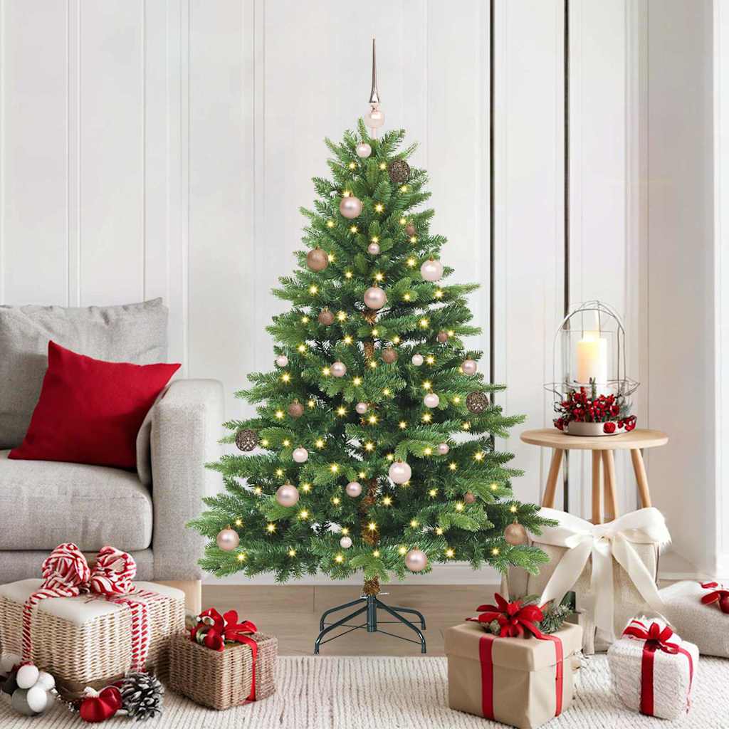 Albero di Natale artificiale con 150 LED Verde 150 cm PE e PVC