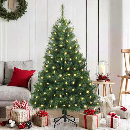 Albero di Natale artificiale con 150 LED Verde 150 cm PE e PVC