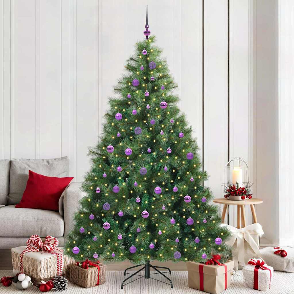 Albero di Natale artificiale con 300 LED Verde 210 cm PE e PVC